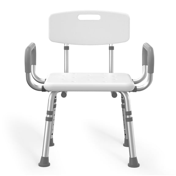 ZOTO Shower Chair with Armrests and Backrest - Height Adjustable Safe Bathtub Seat for Seniors, Disabled Adults, VSHC20