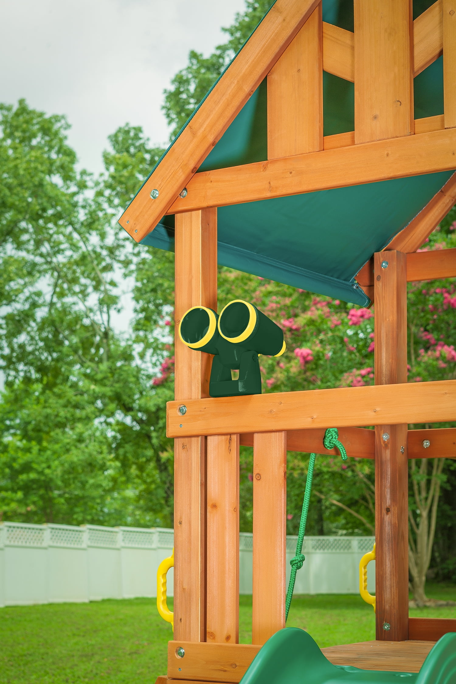 Creative Cedar Designs Mountain View Wooden Swing Sets with Tarp Roof with Green Accessories Green Slide Walmart