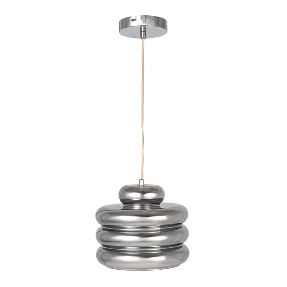 Bloomingville Glass and Metal Pendant Lamp, 6' Cord, Chrome Finish