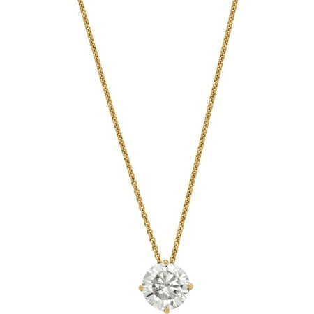 Endless Light Lab-Created Moissanite 14kt Yellow Gold 8.0mm Round Solitaire Pendant, 18 Cable Chain