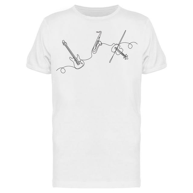 Continuous Line Music Instrument T-Shirt Men -Image by Shutterstock, Male XX-Large