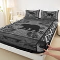 thumbnail image 3 of Homewish Woodland Animal Bear Twin Sheet Sets,Rustic Western Aztec Twin Fitted Sheet,Boho Cowboy Tribal Flat Sheet For Kids,Breathable Home Decor,3pcs, 3 of 7