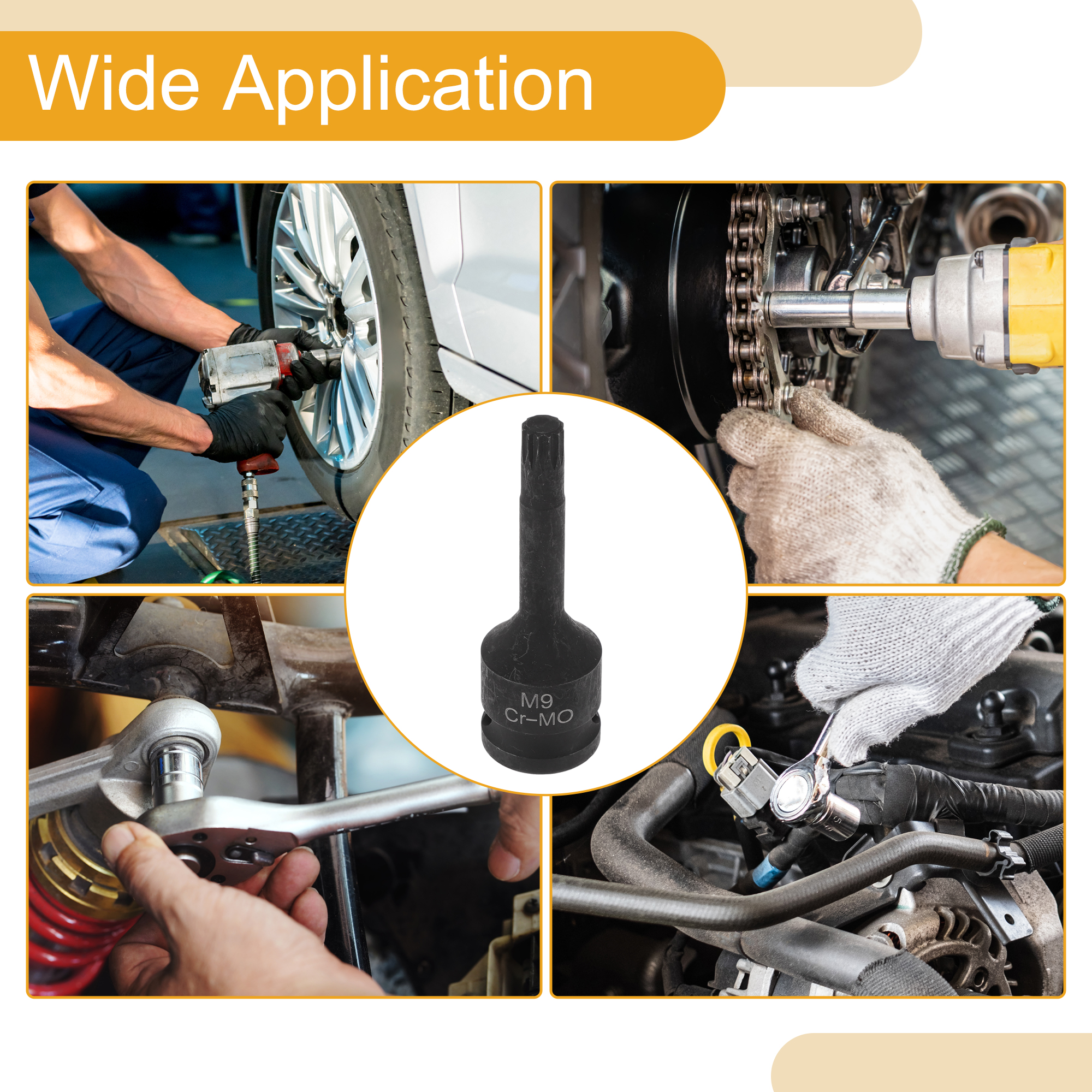 Unique Bargains 1 Pc 12 Point Impact Socket for Car Motorcycle Repair CR-MO Black