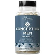 Conception Men Fertility Vitamins - Male Optimal Count, Sperm Motility Strength, Healthy Volume Production - Zinc, Folate, Ashwagandha Pills - 60 Vegetarian Soft Capsules