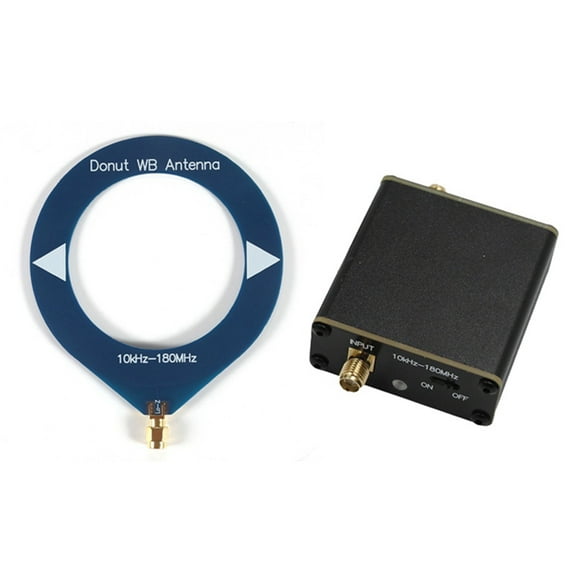 Donut Broadband Antenna 10kHz-180MHz with Low Impedance Converter for Radio Walkie Talkie SDR Blue