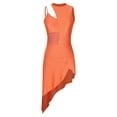 thumbnail image 3 of RUNQHUI Women's Lyrical Dance Costume Asymmetrical Skirted Leotard Modern Contemporary Dance Dress Orange M, 3 of 7