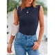thumbnail image 4 of Remera PRETTYGARDEN para Mujer, Tejida a Rayas, Mangas Cortas, Azul Marino XXL, 4 of 8