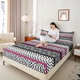 thumbnail image 4 of Manfei Dimgrey Abstract Ombre Queen Sheet Sets for Adult, Retro Tribal Damask Flat Sheet, Simple Fashion Style Queen Fitted Sheet, Ultra Soft Bedroom Decor, 4pcs, 4 of 7