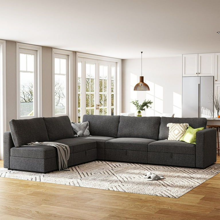 Large fabric on sale sectional sofa