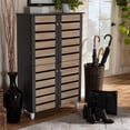 thumbnail image 4 of Bowery Hill Two-Tone Oak Wood 4-Door Shoe Cabinet in Dark Gray, 4 of 10