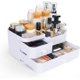 thumbnail image 1 of Organizador de cosméticos con cajón, organizador para el cuidado de la piel, organizador de tocador para brochas de maquillaje, sombra de ojos, loción, lápiz labial, esmalte de uñas y joyas., 1 of 5
