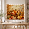 thumbnail image 5 of Pumpkin Basket Among Sunflowers and Apples, Cozy Vintage for Fall Decor Fans, Fruit Still Life Art, Thanksgiving Hostess Gift, Tapestry Wall Hanging for Dining Room and Den, 5 of 7