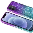 thumbnail image 4 of Compatible for Apple iPhone 12 Mini Case, with Tempered Glass Screen Protector SOGA Diamond Liquid Quicksand Cover Cute Girl Women Phone Case - Teal/Purple, 4 of 5