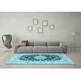 thumbnail image 3 of Ahgly Company Indoor Square Medallion Light Blue Traditional Area Rugs, 8' Square, 3 of 4