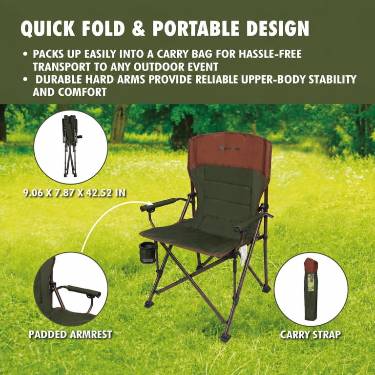 Ozark Trail Heavy Duty Hard Arm Camp Chair, Brown photo 4