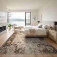 thumbnail image 3 of ODIKA 9'x12' Washable Area Rug Non-Shedding, Easy Care Traditional Vintage Inspired Ornate Distressed Scroll Border for Master Suite, California King, Under Bed, 3 of 7