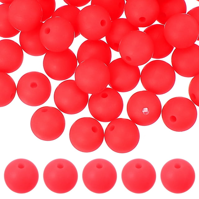 Uxcell 60 Pcs Cuentas de Silicona, Cuentas Redondas de 9mm Color Caramelo a Granel para Hacer Llaveros Pulseras Collares Bolígrafos Suministros de Manualidades DIY, Rosa Brillante