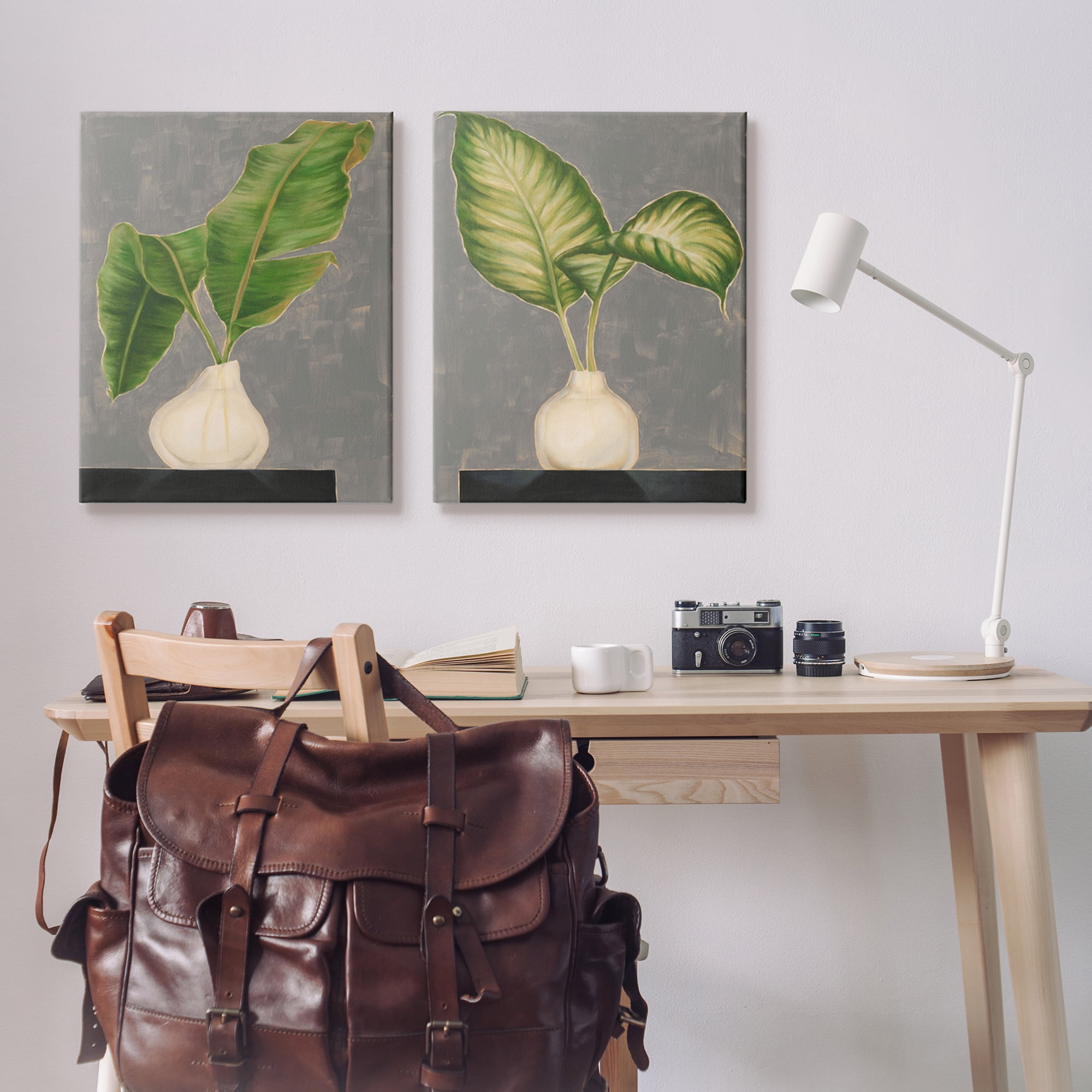 Stupell Indtries Large Palm Leaf Potted Plants Interior Still Life,24 x 30,Design by Jennifer Goldberger&nbsp;