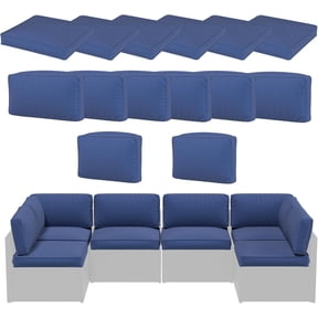 YODOLLA Outdoor Cushion Set with Removable Covers for 7 Piece Sectional Sofa - Patio Furniture Seat & Back Cushions, Washable Zipper Slipcovers Included in Dark Blue