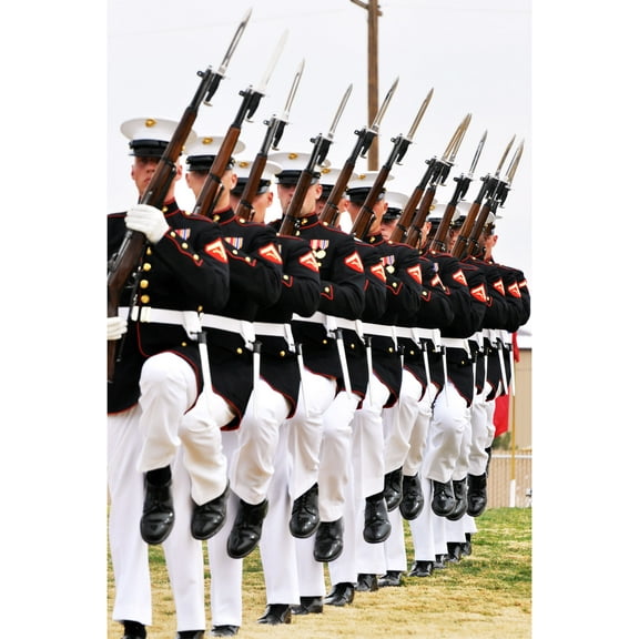 24x36 gallery poster, U.S. Marine Corps Silent Drill Team with M1 Garand rifles
