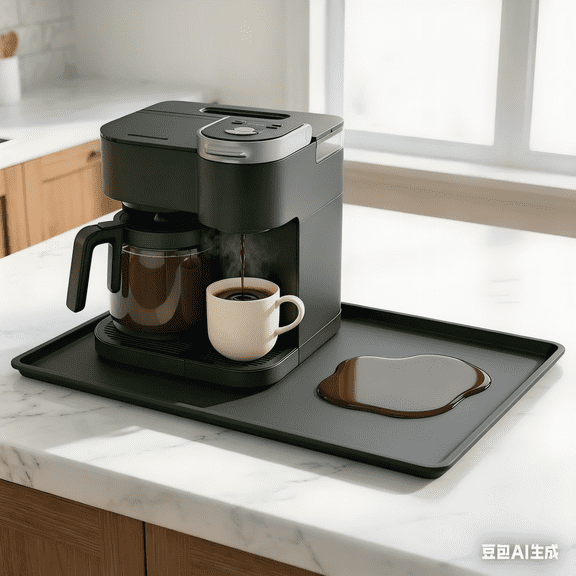 Silicone Coffee Mat, Heavy Duty Silicone Coffee Maker Mat with Raised Edge, 19.7”x15” Counter Protector Tray