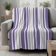 thumbnail image 2 of Purple Grey Stripe Blanket Soft Cozy Warm Twin Blanket for Bed, Plush Fuzzy Flannel Fleece Blankets for Sofa, Farmhouse Minimalist Striped Throw Blankets for Couch, Gifts for Men, 60"x80", 2 of 9