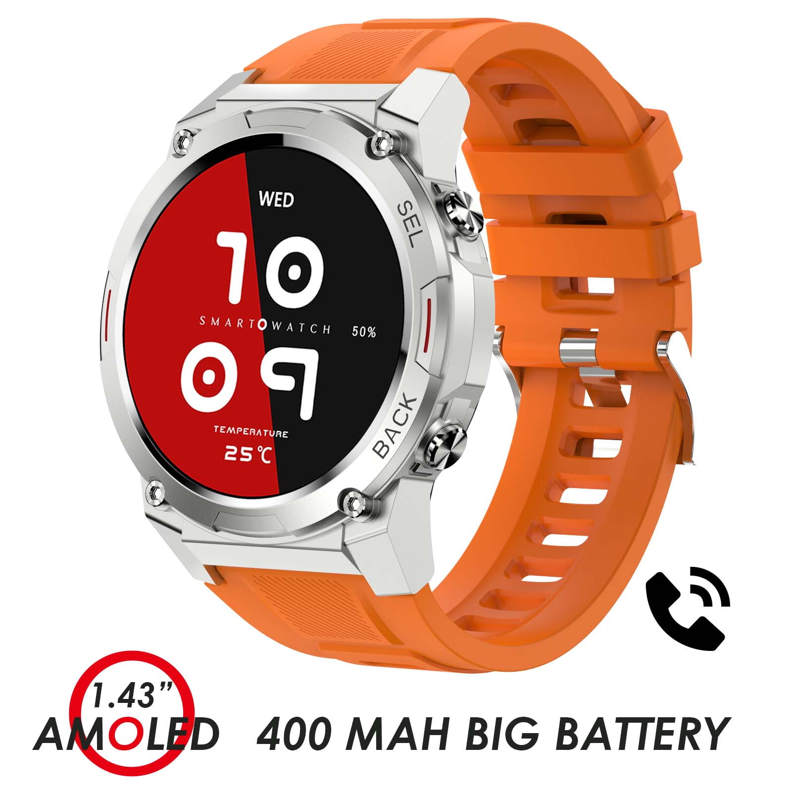 Cyberdyer DM51 Smart Watch for Men Make Answer Calls 1.43" AMOLED HD Big Screen Heart Rate Sleep