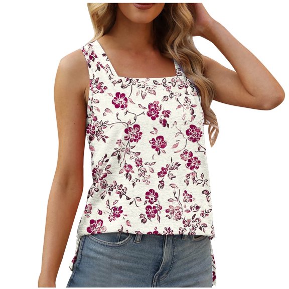 Juslio Womens Tank Non Positioning Square Neckline Tank Top, Casual Breathable Summer Tank Tops
