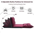 thumbnail image 6 of Euroco Lazy Sofa Adjustable Folding Futon Sofa with Two Pillows Video Gaming Sofa for Living Room, Burgundy, 6 of 7
