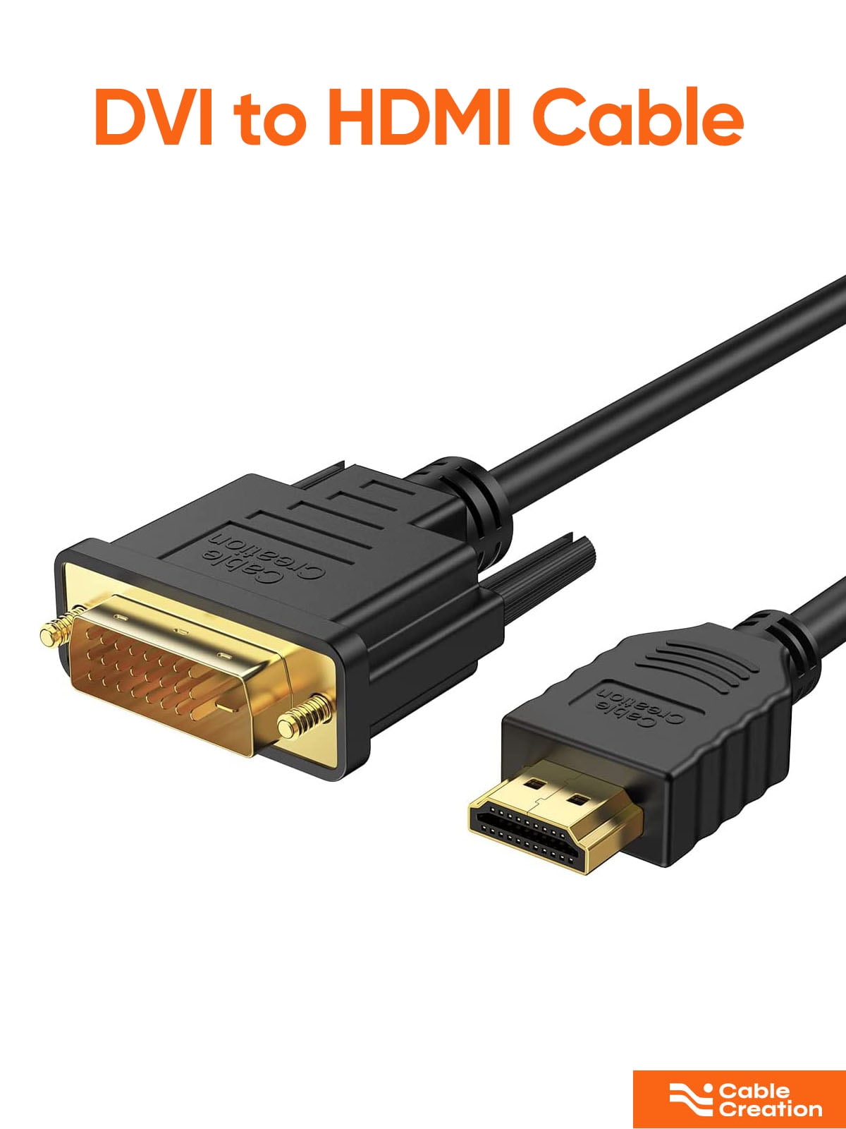 CableCreation DVI to HDMI Cable, 5ft HDMI Male to DVI-D Male Bi-Directional  Adapter Cable, HDMI to DVI-D 24+1 High Speed Cable Support 1080P HD for
