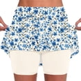 thumbnail image 2 of oelaio Tennis Skorts for Women 2026 Summer 2-in-1 Skirts with Shorts Floral Print High Waisted Stretchy Athletic Skorts Light Blue S, 2 of 5