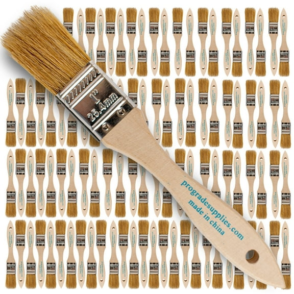Pro Grade Chip Brush, 1-inch Professional Paint Brushes, 96 Pack Natural China Bristle Paintbrush Set