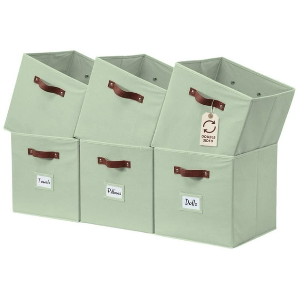 DECOMOMO Cubo de Almacenamiento de 11 Pulgadas, Cubo de Tela, Cubos Organizadores (Verde, Juego de 6)