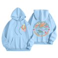 thumbnail image 6 of Women's Workout Tops Winter Fall Relaxed Fit Hooded Long Sleeve Batwing One Shoulder Drawstring Floral Leisure Cotton Hoodies Sweatshirts(Light Blue,S), 6 of 6