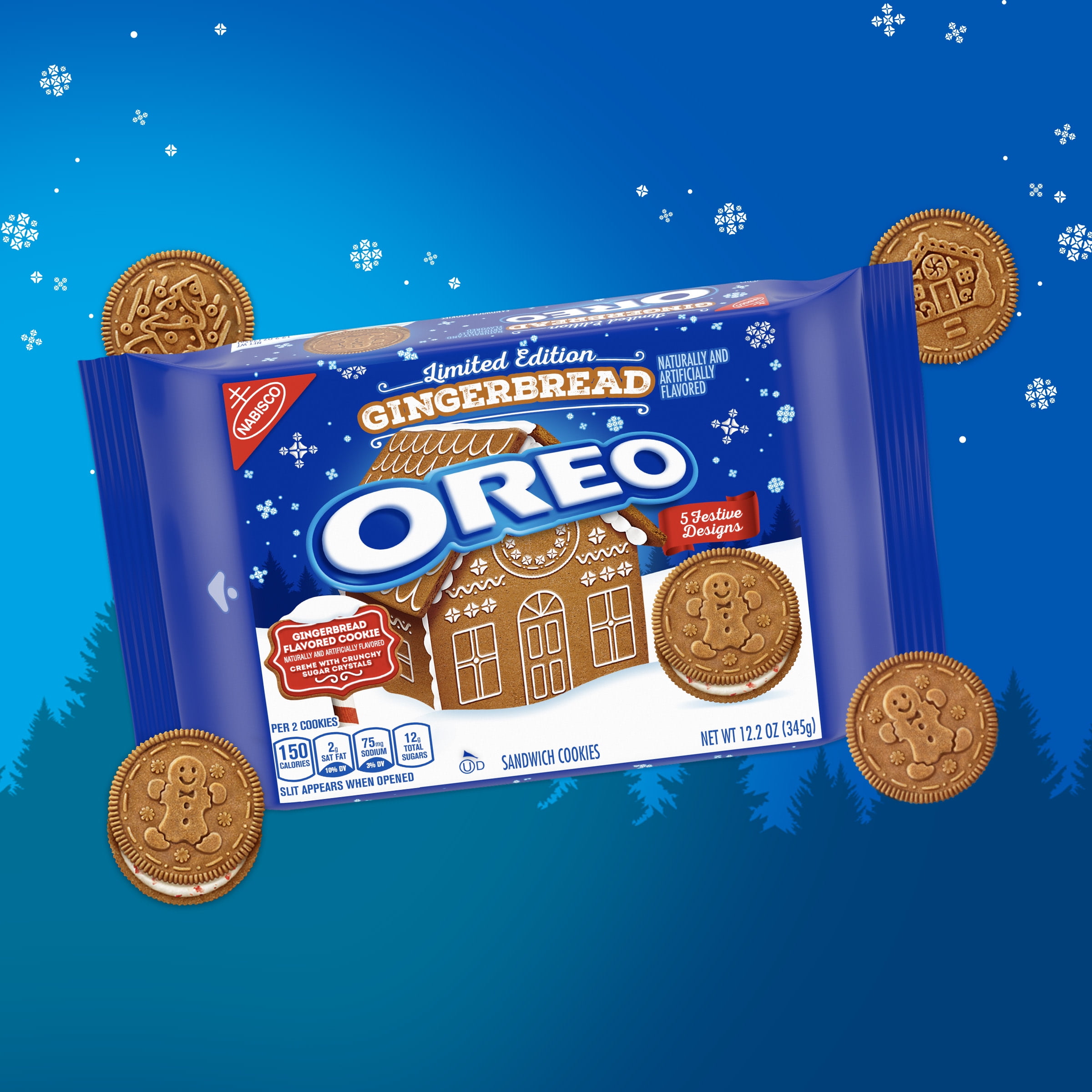 OREO Gingerbread Sandwich Cookies, Limited Edition, Holiday Cookies, 12.2 oz