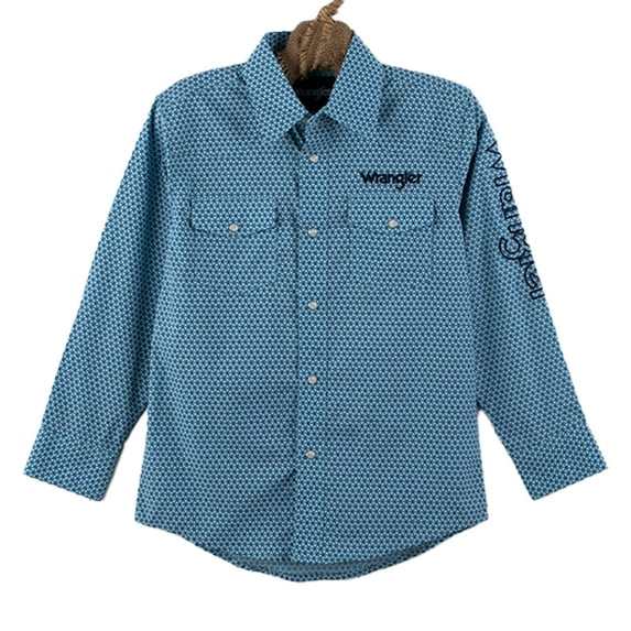 Wrangler Boys' Blue Lighting Logo Shirt XX-Large