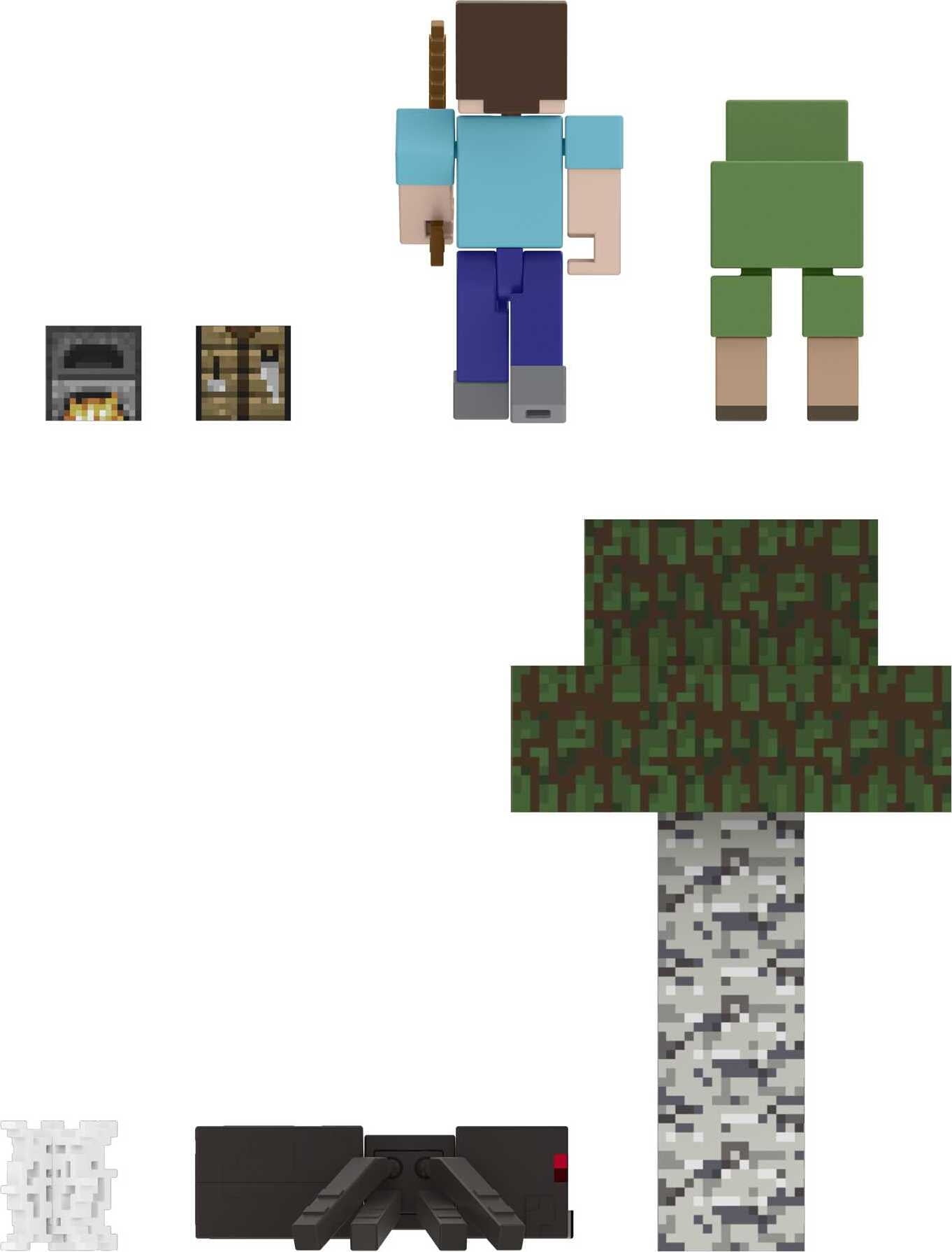 Minecraft Overworld Noob Adventure Set, 3 Action Figures & Accessories  Including Steve, 3.25-in Scale 