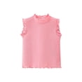 thumbnail image 3 of SGFCWSX Girls Sleeveless Tank Tops Ribbed Frill Neck Casual Tops Breathable for Kids Daily Wear Pink Size 3 Years, 3 of 9
