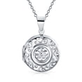 thumbnail image 1 of Médaillons Ronds Embossés à Fleurs pour Femmes et Adolescentes en Argent Sterling.925 Collier Pendentif Qui Contient des Images, 1 of 4