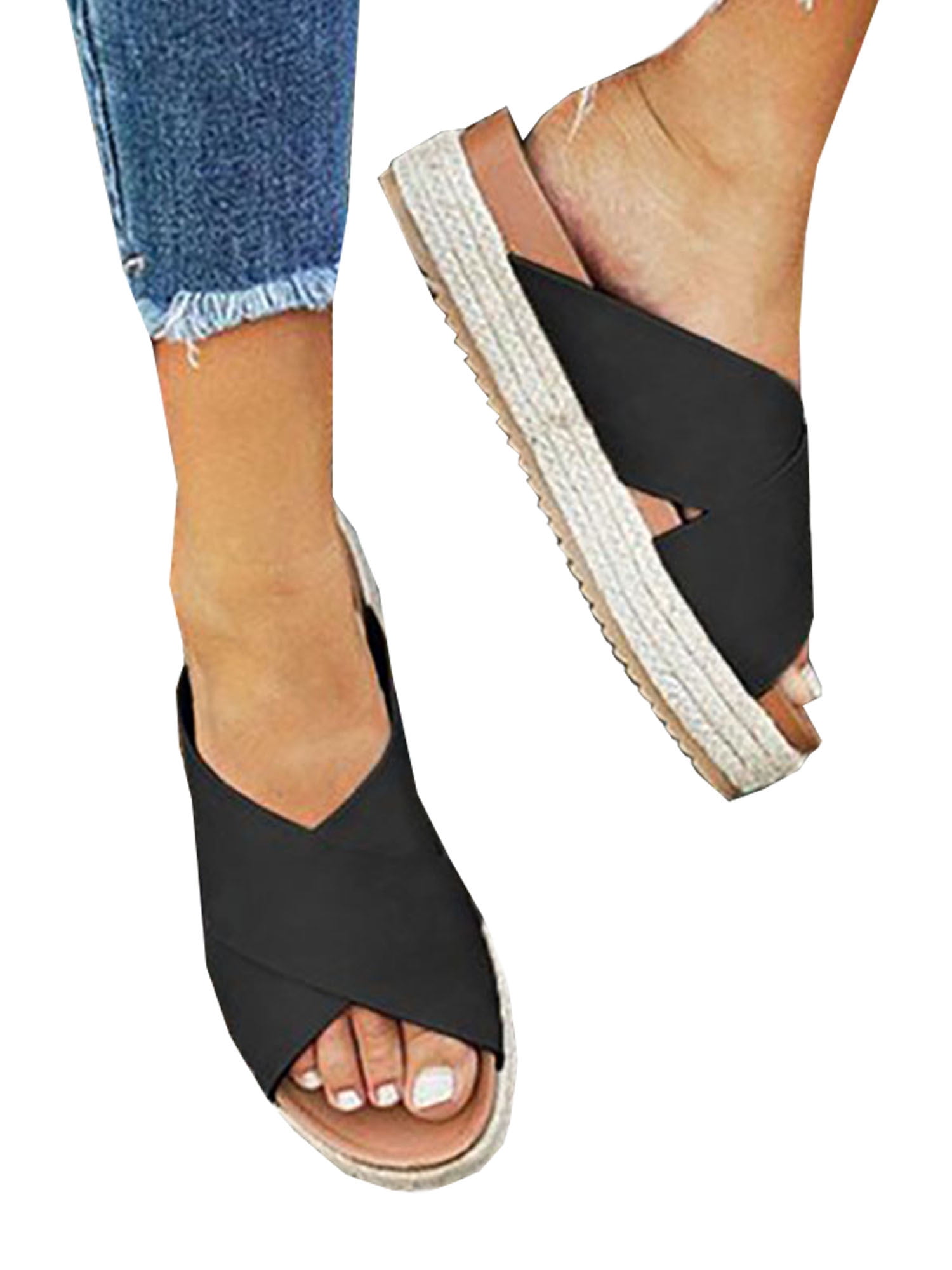 Womens Flatform Sandals Summer Open Toe Espadrilles Beach Shoes Slippers - Walmart.com