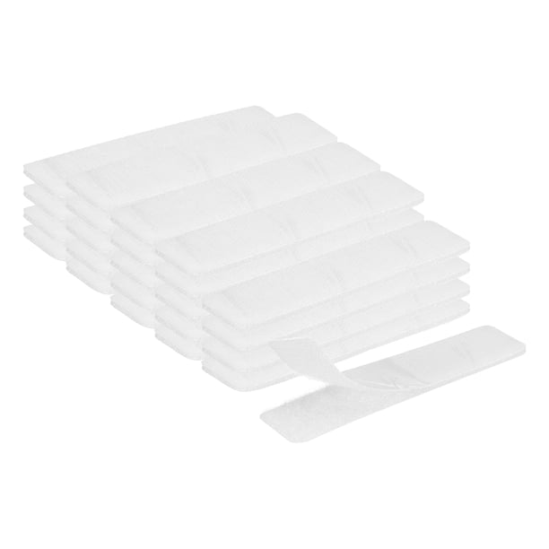 Uxcell 24 Conjuntos de Tiras de Gancho y Bucle con Adhesivo, Cinta Adhesiva Doble Cara Fuerte de 1 x 4" para Fijaciones de Alta Resistencia para Hogar, Oficina y Aula, Blanca