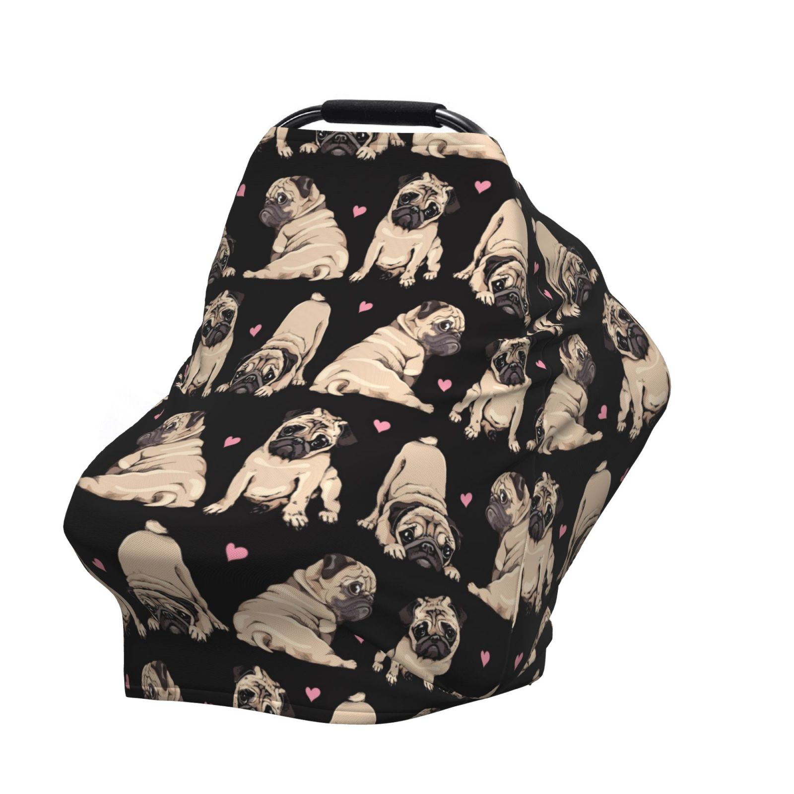 Fotbe French Bulldog Pattern Car Seat Covers for Babies, Nursing Breastfeeding Cover Infant Carseat Canopy, Soft Stretchy Carrier Cover
