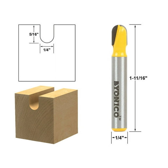 1/4" Diameter Core Box Router Bit - 1/4" Shank - Yonico 14164q