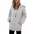 thumbnail image 3 of ONLYSHE Women's Zip Up Hoodies Oversized Fleece Long Sleeve Sweatshirts Casual Fall Jacket Coat with Pocket(S-3XL), 3 of 6