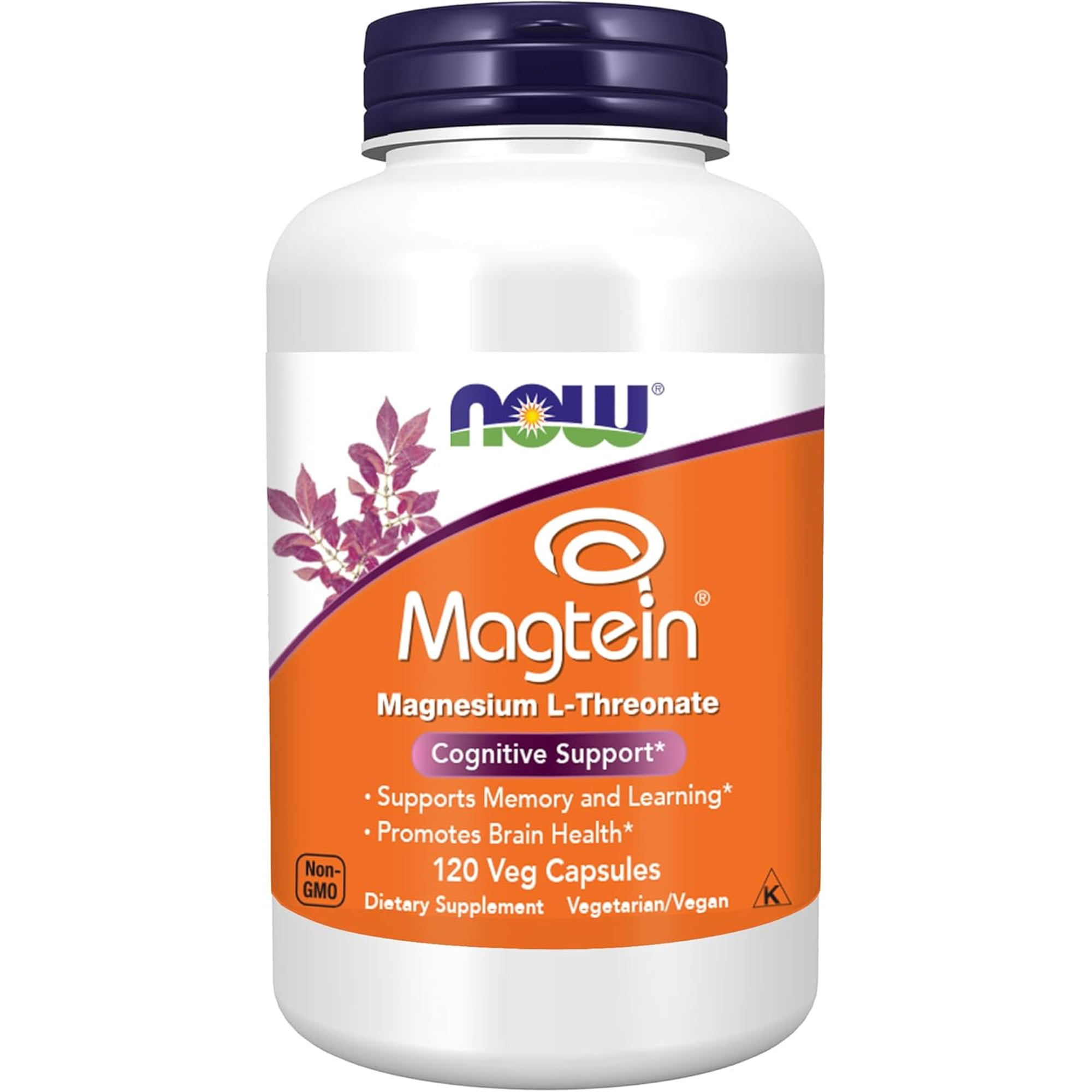 NOW Foods Supplements Magtein, Magnesium L-Threonate, Cognitive Support*, 120 Veg Capsules
