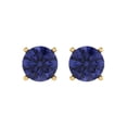 thumbnail image 3 of 4 Ct Round Cut Studs Blue Tanzanite 14K Yellow Solid Solid Gold Everyday Dainty Earrings Push Back, 3 of 7