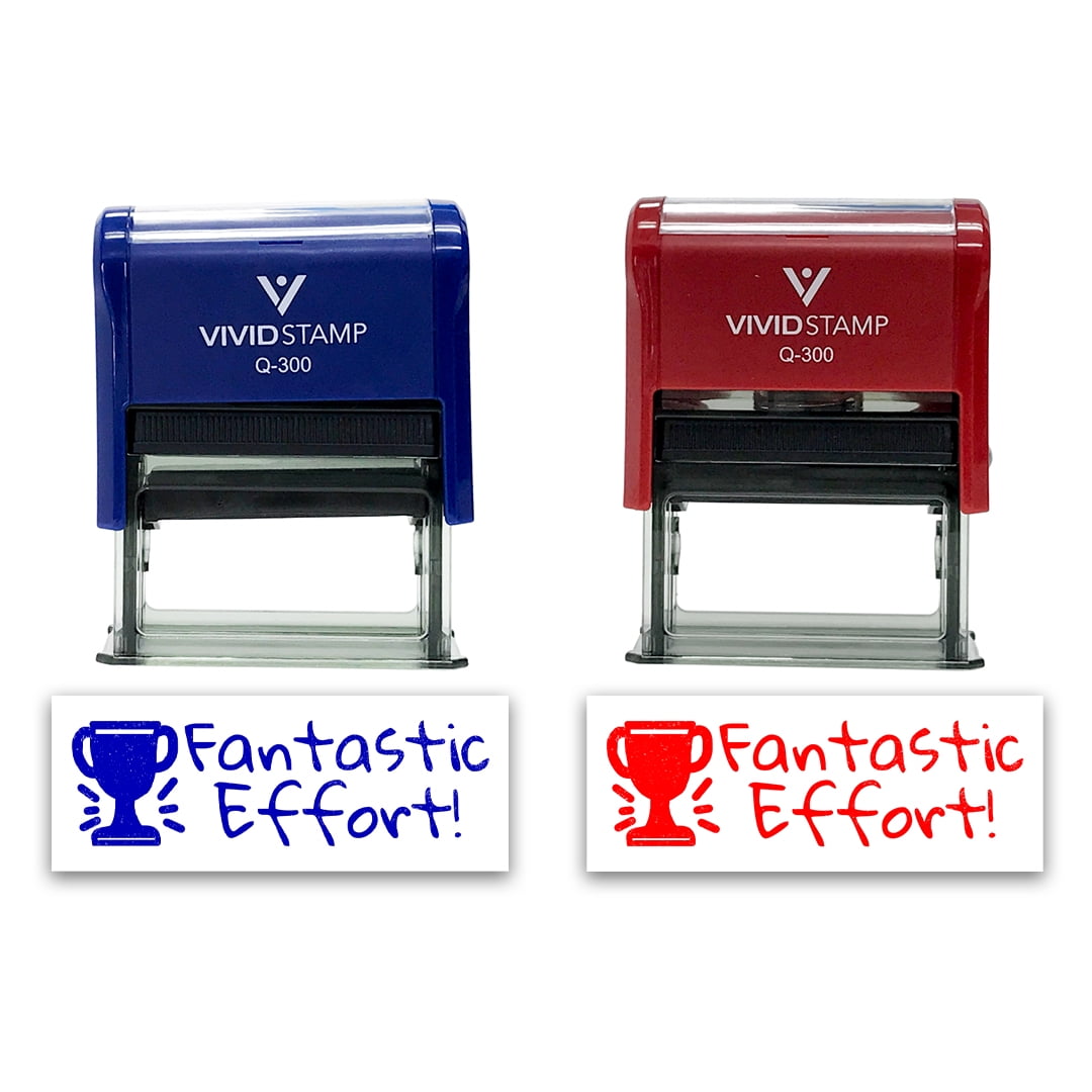 (3 pack) All Quality Fantastic Effort! Self-Inking Rubber Stamp Motivational Teacher Stamps | Homework And Grading | Classroom Supplies (Blue Ink) - Q-300