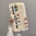 thumbnail image 4 of Fuzzy Fluffy Hearts Case Compatible with Samsung Galaxy S24 Ultra - Cute Furry Plush Faux Fur Heart Print Phone Cases for Girls Women Winter Warm Soft Back Cover with Camera Cover Kickstand, White, 4 of 6