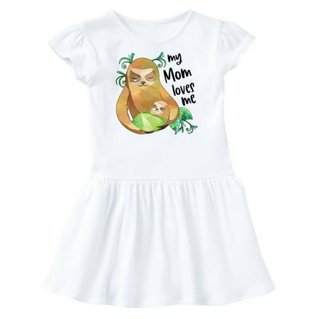 

Inktastic My Mom Loves Me Cute Sloth and Baby Gift Toddler Girl Dress