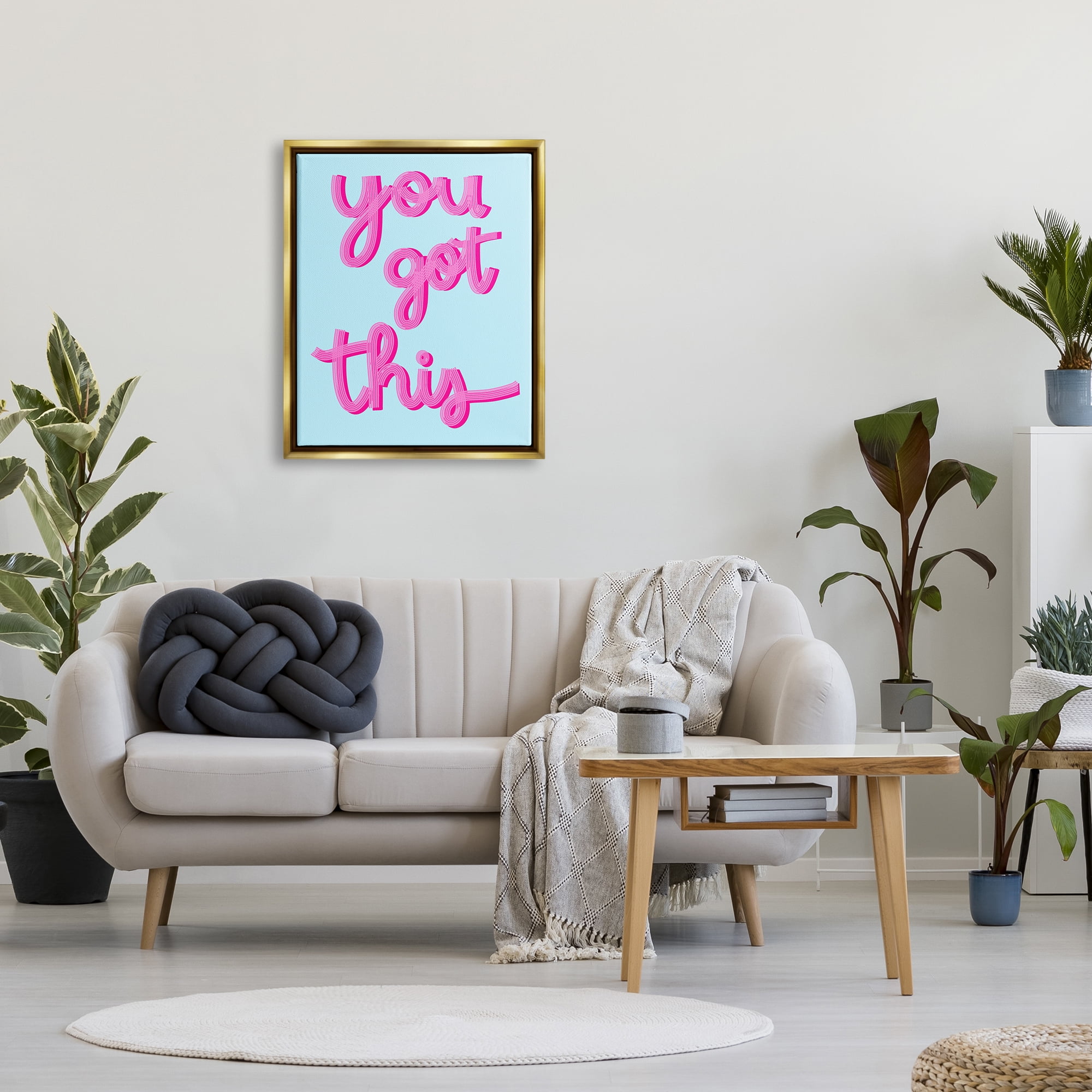 Stupell Industries You Got This Pink & Blue Phrase Inspirational Painting Gold Floater Framed Art Print Wall Art
